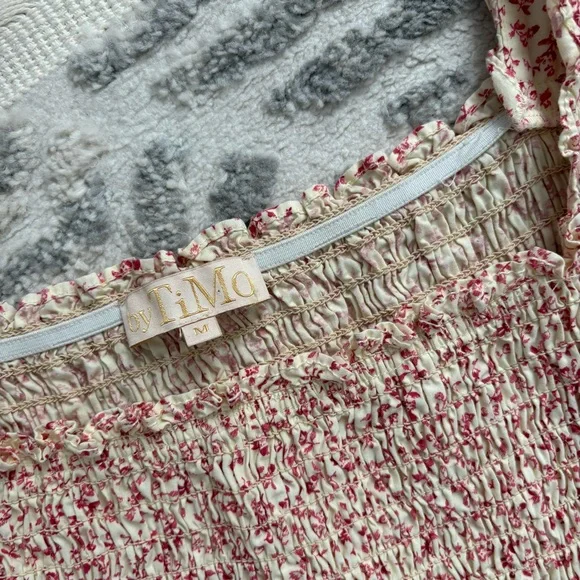 ByTiMo smocked floral puff sleeve dress size M - Picture 6 of 11